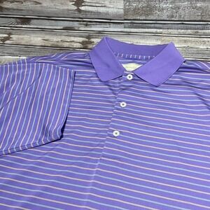 Donald Ross Men's Purple‎ Striped Golf Polo Shirt Short Sleeve Size L